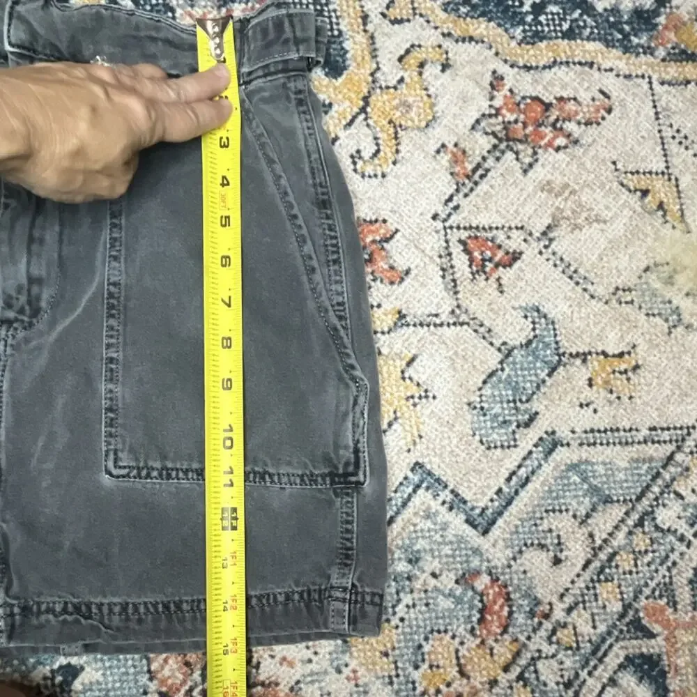 Free People Gray Denim Mini Skirt Womens Size 0 Belt Zip Pockets